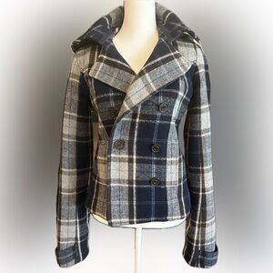 Rare Y2K abercrombie Plaid Wool Coat – Size XS/S Woman’s XL Kids